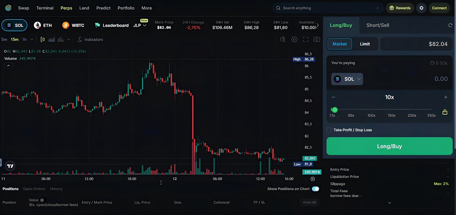 Jupiter Perps Trading Terminal Preview